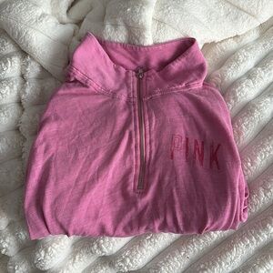 PINK Victoria’s Secret Quarter-Zip Pink Pullover Size Large